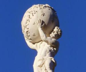 yapboz Atlas, onun omuzlarında toprak sürdürmektedir Yunan mitolojisinde titan
